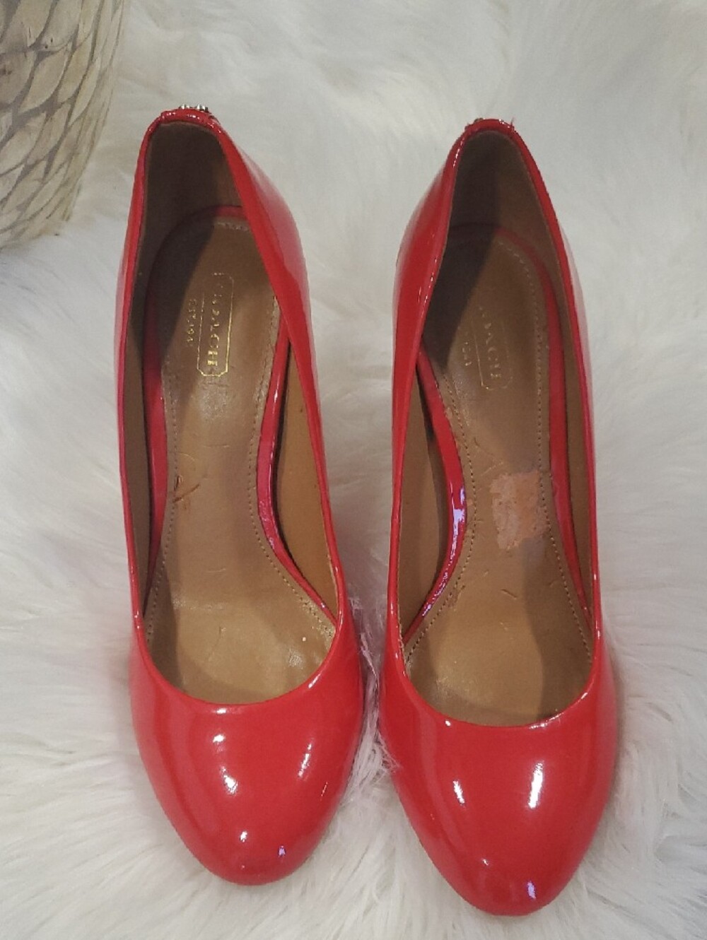 Coach Shelley Red Patent Leather Round-Toe Pumps Size 8.5 B - Picture 8 of 16